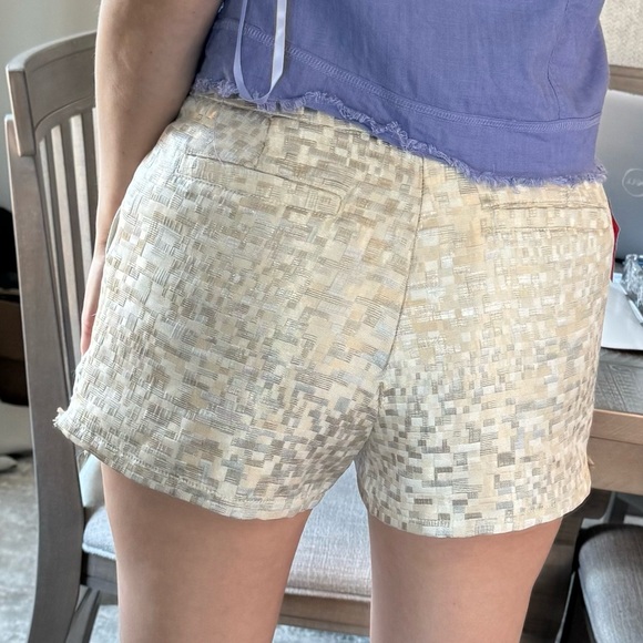 Women's Cream Patterned Metallic Boutique Shorts - Picture 3 of 16